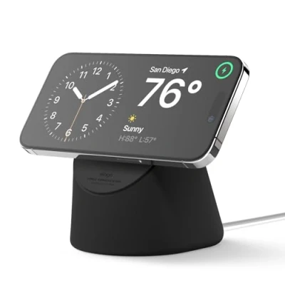 Obrázek elago MS1 Ladestation Kompatibel mit MagSafe Ladegerät, Premium Ständer iPhone 16, 15, 14, 13, 12 Serie, Designed für Standby Modus (ios 17) [Ladegerät Nicht enthalten] (Schwarz)