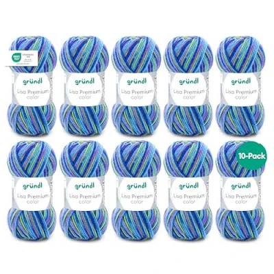 Obrázek Gründl Lisa Premium color (pletací a háčkovací příze s charakterem připomínajícím vlnu ze 100% polyakryl, 50 g / 133 m, tloušťka jehlic: 3,5 4,5, 10 x g), mátově růžová karibská modrá