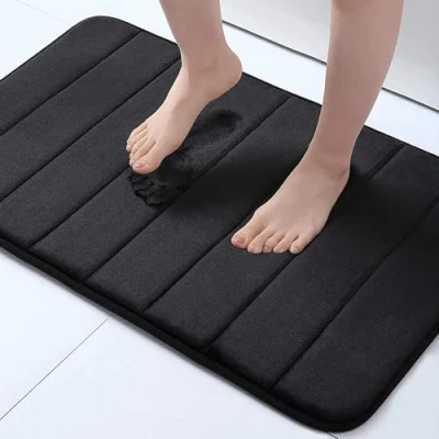 Obrázek Homaxy Paměťová pěna Koupelnový koberec savý protiskluzová koupelnová předložka omyvatelná rohož 41 x 61 cm, černá