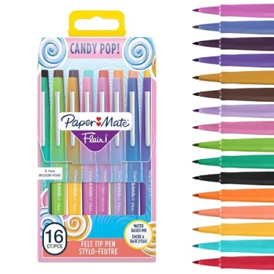 Obrázek PAPER MATE Flair fixy střední hrot (0,7 mm) Candy POP barvy 16 kusů