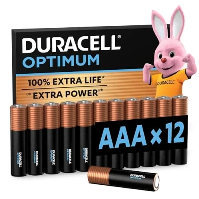 Obrázek Duracell Optimum baterií AAA, 12 kusů, až 100 % extra energie nebo dodatečný výkon