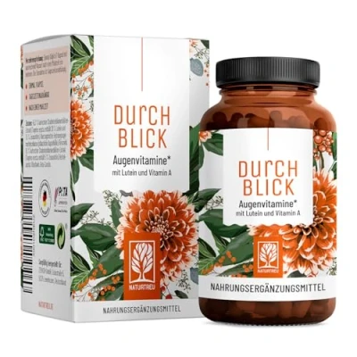 Obrázek oční vitamíny Lutein Zeaxanthin komplex kapsle s beta karotenem A vitaminem ve vysokých dávkách &amp; Vegan 90 očních kapslí luteinem 20 mg na 3 měsíce 100% přírodní