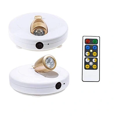 Obrázek HONWELL Bodová lampa LED Wireless stropní reflektor s dálkovým ovládáním Puck světlo lampička na čtení AA provoz baterie noční otočnou hlavou pro nátěr zrcadla terč šipky kuchyň