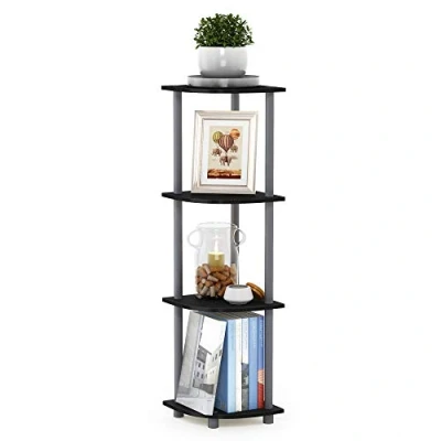 Obrázek Furinno kompaktes Eck Mehrzweck Regal mit 4 Ebenen, schwarz/grau, 29.46 x 110.49 cm