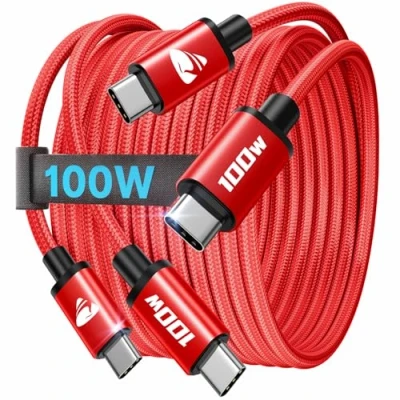 Obrázek USB C na kabel 100 W, [2 kusy 1 M+1M] 5A rychlonabíjecí PD 4. 0 nabíjecí Pro iPhone 16 15 Max, Samsung S24 S23 S22 S21, iPad Pro, MacBook