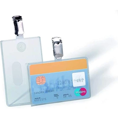 Obrázek Durable Pouzdro na doklady (s klipem pro 1 držák provozního průkazu, 54 x 87 mm (vnitřní rozměr)) balení po 25 ks, transparentní, 811319