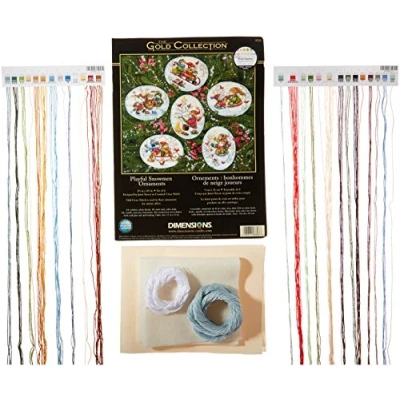 Obrázek Dimensions Kit Playful Snowmen Ornaments Zählmusterpackung mit Zählmuster, Baumwolle, Verspielter Schneemann, Einheitsgröße