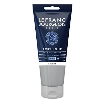 Obrázek Lefranc Bourgeois 300449 Fine akrylová barva stříbrná, 80ml tuba, krémová na vodní bázi, rychleschnoucí, stálá světle, voděodolná