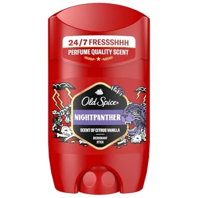 Obrázek Old Spice Deo Stick Nightpanther pro muže, 50 ml, 48H svěží, dlouhotrvající vůně v kvalitě parfému, 0% soli hliníku, žádné skvrny na černé a bílé, vyrobeno z % recyklovaného plastu