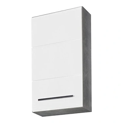 Obrázek trendteam smart living Závěsná skříň Nástěnná skříňka Koupelna Nano rozměry montáže (ŠxVxH) 32 x 61 21 cm barva betonový kámen s bílým vysokým leskem 184650135