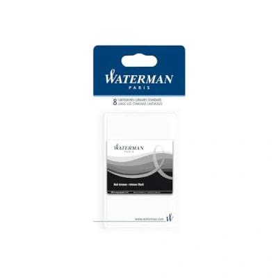 Obrázek Waterman Plnicí inkoustové náplně extra dlouhé Intense Black 8 kusů blistrové balení
