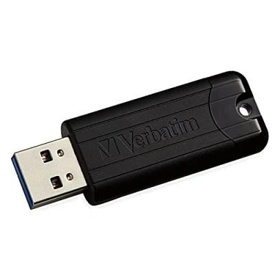 Obrázek Verbatim PinStripe USB flash disk, 32 GB, 3.2 Gen 1, externí paměť pro notebook, ultrabook TV autorádio, 3, datový disk s posuvným mechanismem, černý