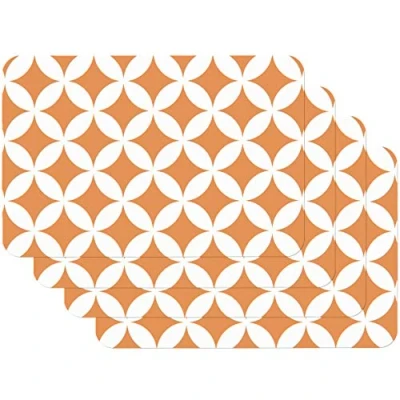 Obrázek Venilia sada prostírání do jídelny Eliott Orange Vintage kosočtvercový vzor, 4dílná omyvatelných polypropylen, vhodné pro potraviny 45 x 30 cm, 4 kusy, 59054