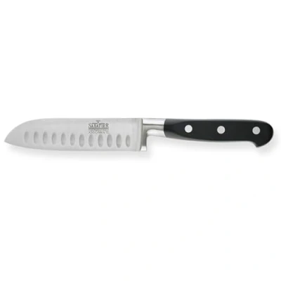 Obrázek Richardson Sheffield V SABATIER Santoku Messer, 17,5 cm lange Klinge, gehärteter Klingenstahl, rostfrei, extrem scharf, Profi Chefmesser, Universalmesser, mit Kullenschliff, Silber/Schwarz