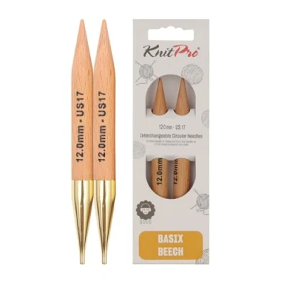 Obrázek KnitPro Basix Birch: Knitting Pins: Circular: Interchangeable: Standard: 11.6cm x 12.00mm, Birkenholz, Multi Colour, 12mm