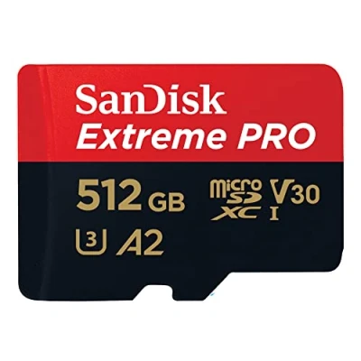 Obrázek SanDisk Paměťová karta Extreme PRO microSDXC UHS I 512 GB + adaptér &amp; RescuePRO Deluxe (pro smartphony, akční kamery nebo drony, A2, Class 10, V30, U3, 200 MB/s přenos)