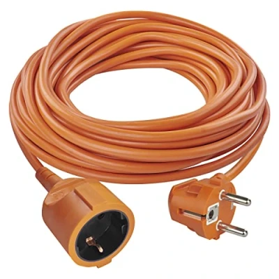 Obrázek EMOS Prodlužovací kabel IP20 m 1 Schuko zásuvka 230 V, 16 A, 3680 W kvalitní PVC izolace H05VV F3G 1,5 mm² zvýšená ochrana proti dotyku pro interiér oranžový