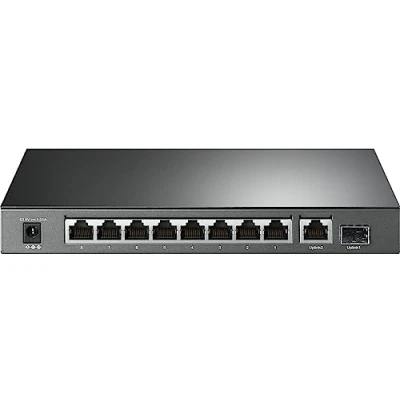 Obrázek TP Link TL SG1210P 10 port Gigabit PoE LAN Switch (8 PoE+ Ports, 1 SFP Port, 63 W, IEEE 802.3af/at, Plug and Play instalace, QoS, IGMP, bez vzduchu) černý