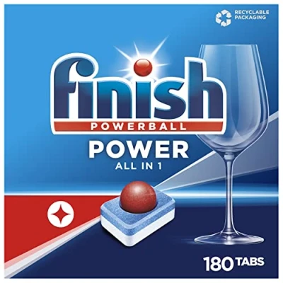 Obrázek Finish tablety do myčky nádobí Power All in 1, bez fosfátů se silným Powerball proti nejodolnějším znečištění tuků Gigapack s 180 tabletami