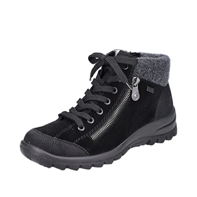 Obrázek Rieker Dámské tenisky, boty High Top ozdobný zip, kombinace syntetiky, sportovní polobotky, jednobarevné, dámské, Sneaker, černá