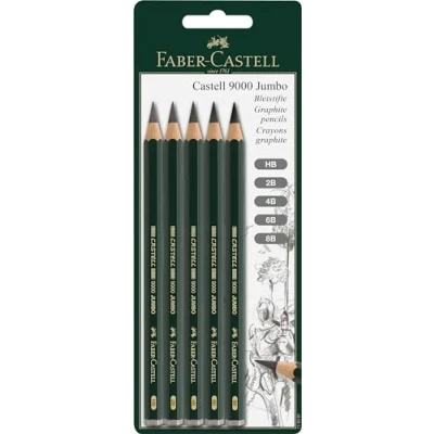 Obrázek FABER CASTELL 119397 5 tužek Jumbo 9000, obsah: HB, 2B, 4B, 6B, 8B