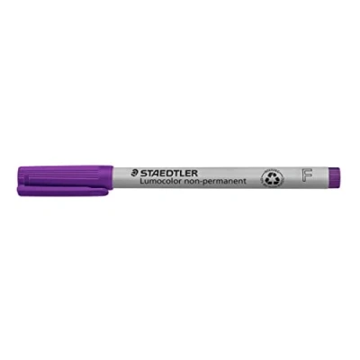 Obrázek STAEDTLER Fóliové pero non permanentní Lumocolor, fialová, rozpustné ve vodě, Made in Germany, dlouhá životnost, špička F s šířkou linie cca 0,6 mm, 10 fialových univerzálních tužek v kartonovém