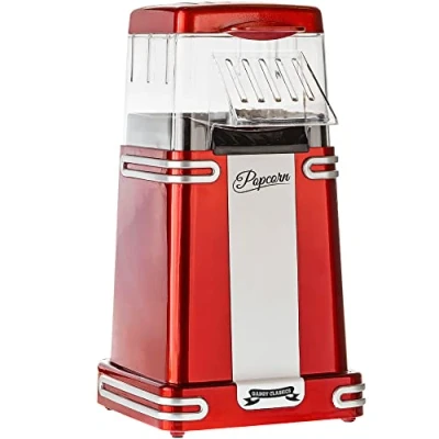 Obrázek Gadgy stroj na popcorn horký vzduch retro výrobu popcornu bez tuku zdravá svačina cukru a oleje červená pro domácnost, 40 g