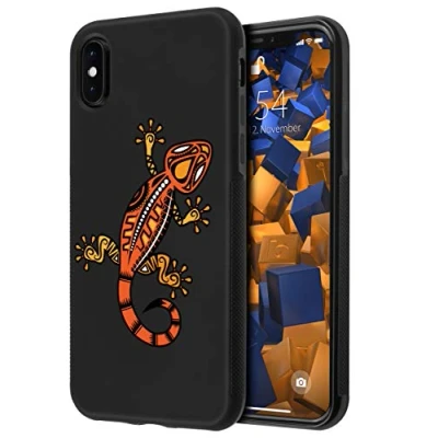 Obrázek mumbi Pouzdro kompatibilní s iPhone X / XS Handy Case na mobilní telefon Double GRIP motivem Gecko, černé