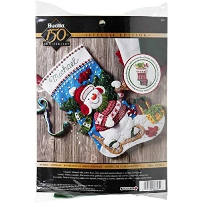 Obrázek Bucilla 86817 Nordischer Schneemann Strumpf Set, Filz, Blau, Weiß, Rot, 18&quot; Felt stocking kit