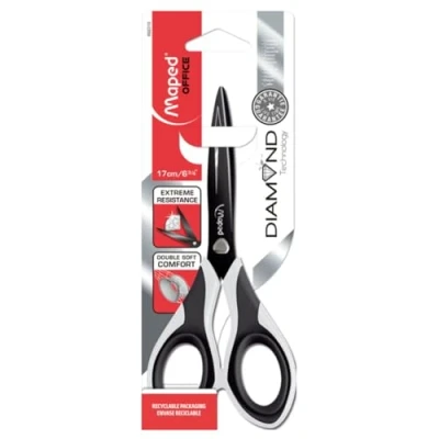 Obrázek Maped M692310 nůžky Diamond, 17 cm, asymetrická, Černá/bílá