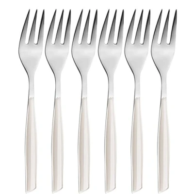 Obrázek BUGATTI, Glamour, Set mit 6 Dessertgabeln aus 18/10 Edelstahl und Ivory Farbgriff, verpackt in Geschenkbox, spülmaschinenfest