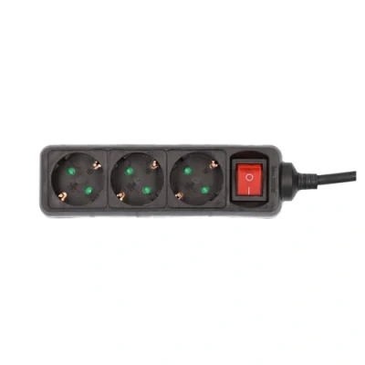 Obrázek UNITEC Stolní zásuvka s vypínačem, 3 přihrádky, m, H05VV FG1. 5 mm², černá