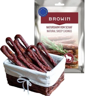 Obrázek BROWIN® Přírodní střeva z jehněčího masa 310602 Kalibr 1820, 15 metrů Kvalitní ovčí pro výrobu uzenin Přírodní, svěží a s dlouhou životností