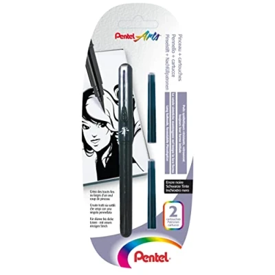Obrázek Pentel XGFKP/FP10 Pocket Brush Blister Pack tužka se 2 náplněmi, černá