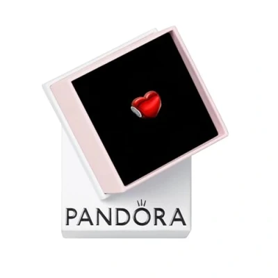 Obrázek PANDORA Moments červené metalické srdce Charm ze sterlingového stříbra, kompatibilní náramky pro momenty, 793337C02, Sterlingové stříbro, Bez drahokamu