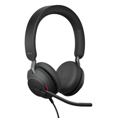 Obrázek Jabra Evolve2 40 SE stereo sluchátka s potlačením hluku A technologií 3 mikrofonů USB kabel certifikovaný pro MS týmy, kompatibilní jinými platformami černá