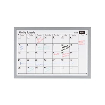 Obrázek Bi Office Dřevo efekt rám měsíční Schedule magnetická tabule Šedá
