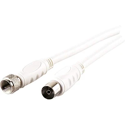Obrázek Schwaiger SAT/anténní adaptérový kabel, 90 dB, 5,0m, bílý, F konektor &gt; IEC zdířka, 2násobně stíněný, 75 ohmů, digitální, HDTV
