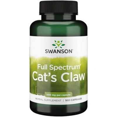 Obrázek Swanson, Cat&#039;s Claw (kočičí dráp), 500 mg, 120 kapslí, vysoká dávka, laboratorně testováno, bez sóji, lepku, genetického inženýrství