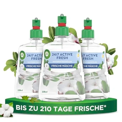 Obrázek Air Wick Active Fresh automatický osvěžovač vzduchu bez aerosolu pokojová vůně svěží prádlo 3 x 228 ml náplň