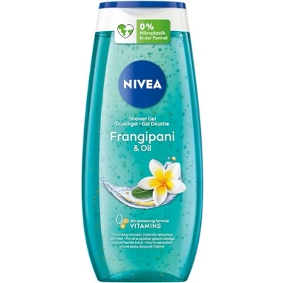 Obrázek NIVEA Frangipani &amp; Oil sprchový gel (250 ml), pH neutrální s oživující vůní květu frangipani, rozmazlující sprcha pečujícími olejovými perlami