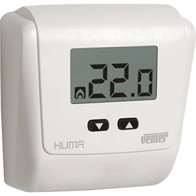 Obrázek VEMER VE730800 Klima LCD Thermostat Heizung Digital, Wandmontage Raumthermostat, Stromversorgung 230V, Weiß