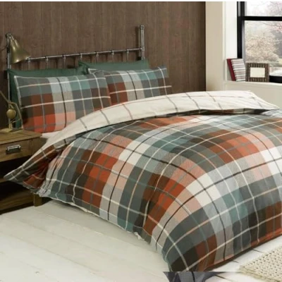 Obrázek Lomond, kariert, Baumwollflanell Thermo Bettwäsche Set für Doppelbett, terrakotta