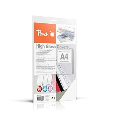 Obrázek Peach PB100 16 zadní stěny krycí listy A4, 250 g/m², 25 kusů, vysoký lesk, bílá