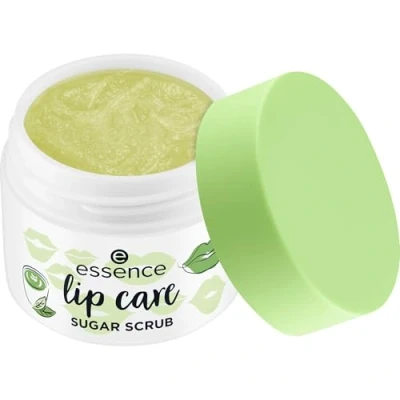 Obrázek essence lip care SUGAR SCRUB, peeling na rty, č. 02, zelený, hydratační, regenerační, pečující, veganský, bez konzervačních látek, parabenů, mikroplastových částic, balení 1 ks (9 g)