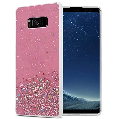 Obrázek Cadorabo pouzdro kompatibilní se Samsung Galaxy S8 Plus kompletní ochrana TPU Silikon Case Dívčí Třpytivé Štras Design Slim Odolné proti poškrábání Měkká guma Bling Ochranné pro v růžové barvě