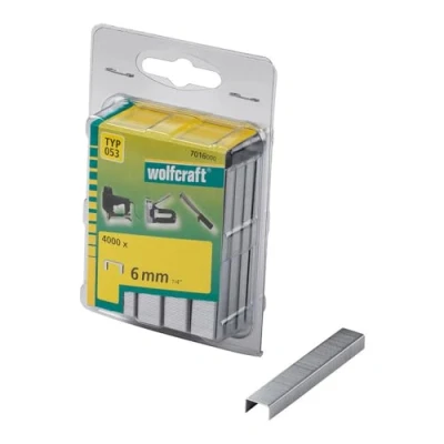Obrázek wolfcraft Svorky s širokým hřbetem 053 I 7016000 4000 kusů 6 mm Ideální pro upevnění látek, textilií a tenkých dřevěných lišt