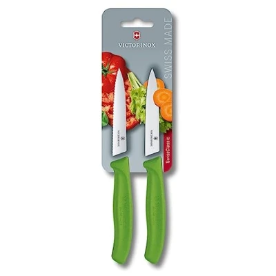 Obrázek Victorinox Swiss Classic, Profi sada nožů na zeleninu, 2dílná, extra ostrá čepel, robustní plastová rukojeť, nerezová ocel, zelená
