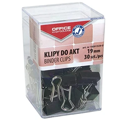 Obrázek Office Products 18091929 05 dokumenty klipy 19 mm, 30 kusů v krabici, Černá