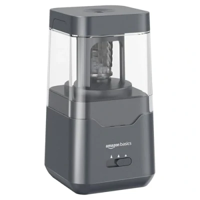 Obrázek Amazon Basics Přenosné elektrické ořezávátko, spirálová čepel, automatické zastavení, provoz na baterie/USB, černé, 7,1 x 13,46 cm